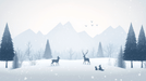 Children's bedroom wallpaper mural | Snowy forest scene at dusk - Carving wallpaper