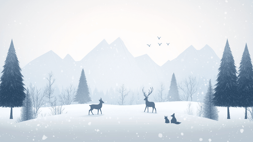 Children's bedroom wallpaper mural | Snowy forest scene at dusk - Carving wallpaper