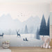 Children's bedroom wallpaper mural | Snowy forest scene at dusk - Carving wallpaper