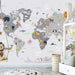 Children's map wallpaper mural | Animal map brings fun exploration - Carving wallpaper
