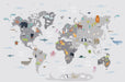 Children's map wallpaper mural | Animal map brings fun exploration - Carving wallpaper