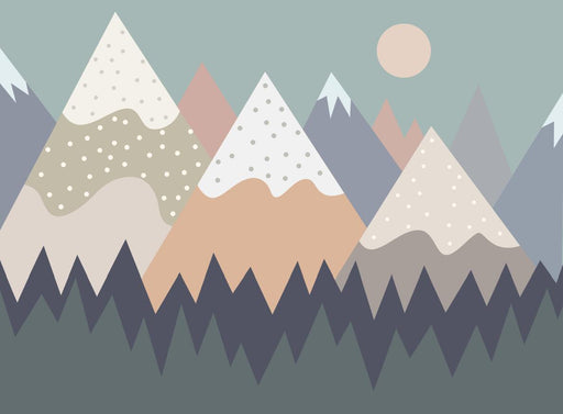 Children's mountain wallpaper mural | simple geometric style mountain light color matching - Carving wallpaper