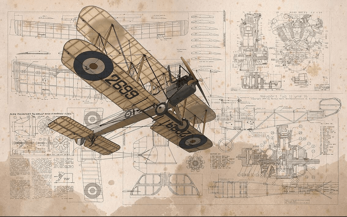 vintage biplane blueprint wallpaper — Carving wallpaper
