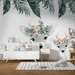 Children's room wallpaper deer crown and flower crown - Carving wallpaper