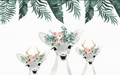 Children's room wallpaper deer crown and flower crown - Carving wallpaper