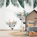 Children's room wallpaper deer crown and flower crown - Carving wallpaper