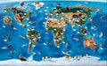 Children's World Map Wallpaper Mural|Cartoon Animal Wallpaper - Carving wallpaper