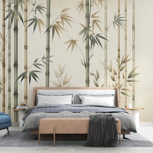 Chinese bamboo wallpaper mural | Bamboo leaves with alternating density - Carving wallpaper