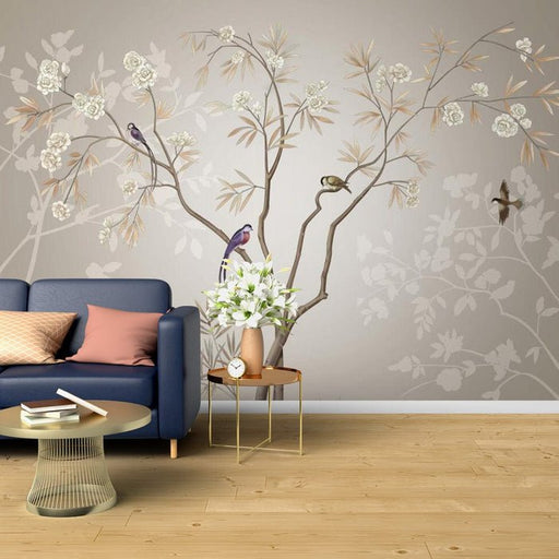 Chinese Flower and Bird Wallpaper Mural | New Chinese Style - Carving wallpaper