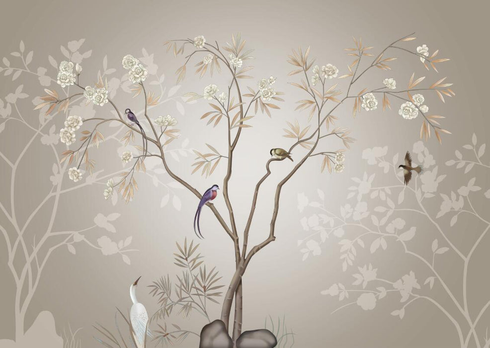 Chinese Flower and Bird Wallpaper Mural | New Chinese Style - Carving wallpaper