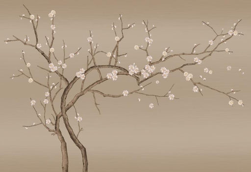Chinese Flower Mural Wallpaper | Plain Branches and Blooming Flowers - Carving wallpaper