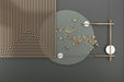 Chinese geometric wallpaper mural | Geometric lines paired with metal flowers - Carving wallpaper