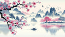 Chinese landscape flower wallpaper mural | Peach blossoms - Carving wallpaper