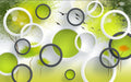 Circular Wallpaper Mural | Green Tuned Circular Bird Abstract Art Wallpaper - Carving wallpaper