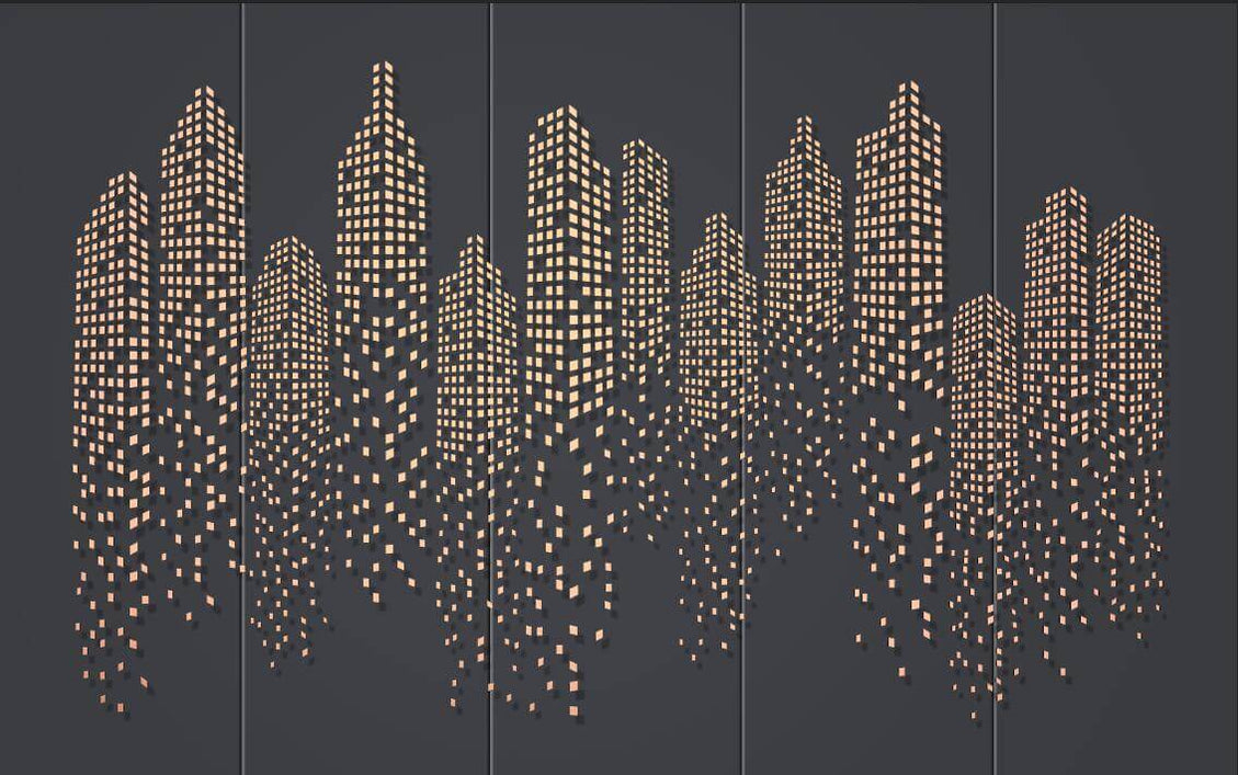 gold abstract city architecture wallpaper mural — Carving wallpaper