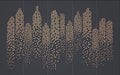 City Architecture Wallpaper Mural | Dark Grey Background, Gold Abstract City Architecture - Carving wallpaper