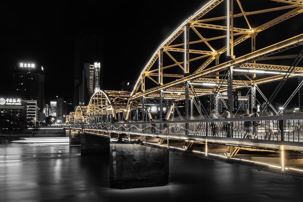 City Night Scene Bridge Wallpaper Mural | City Night Scene Bridge Wallpaper - Carving wallpaper