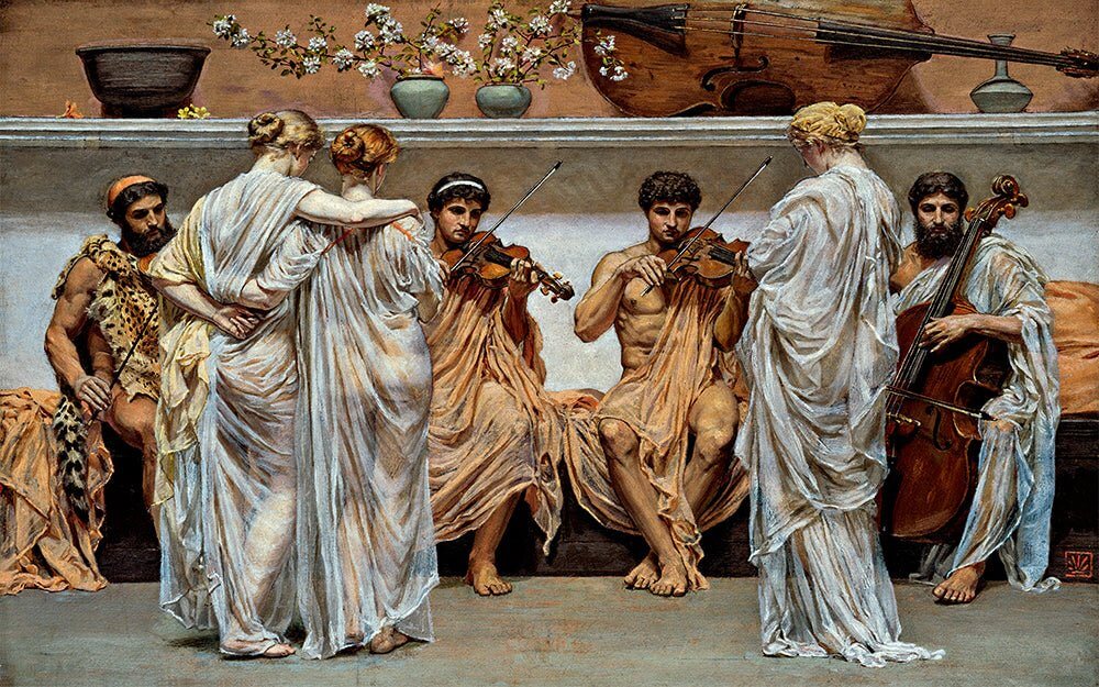 Classical Greek Music Mural Wallpaper - Timeless Elegance for Bedroom & Living Room