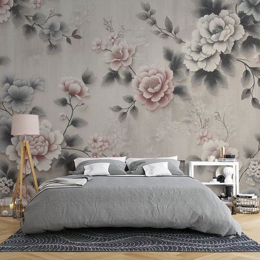 Classical Peony Wallpaper Mural | Chinese Flowers - Carving wallpaper