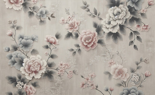 Classical Peony Wallpaper Mural | Chinese Flowers - Carving wallpaper
