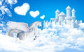 Cloud Flying Horse Wallpaper | Dreamy Flying Horse Castle Mural - Carving wallpaper