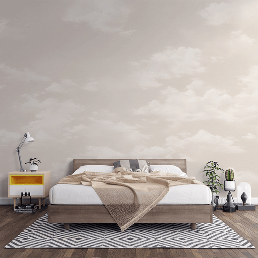 Cloud wallpaper mural | brushed beige - Carving wallpaper