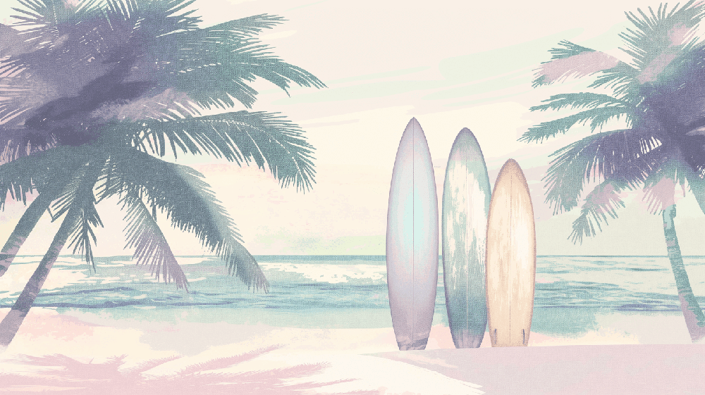 Coastal Surfboard Wallpaper Mural – Beach Vacation Style for Living Room & Bedroom