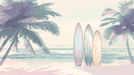 Coastal Surfboard Wallpaper Mural – Beach Vacation Style for Living Room & Bedroom