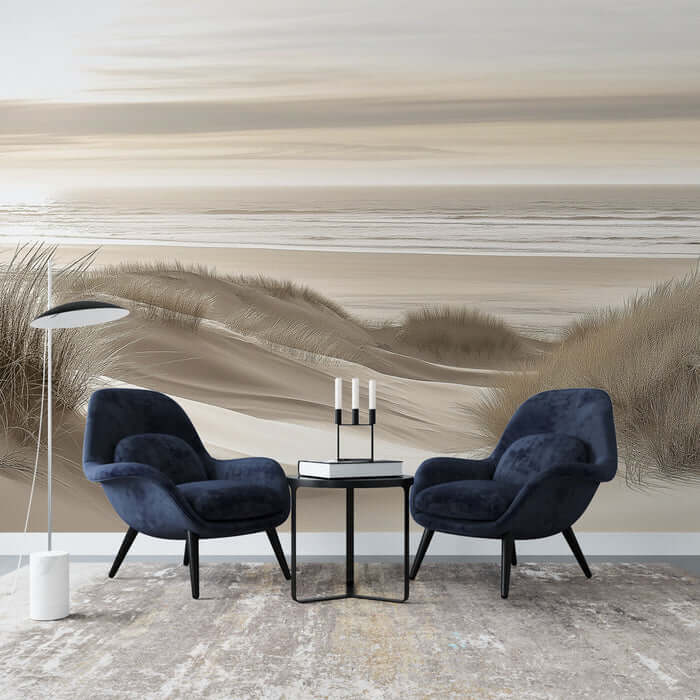 Beach sand dune wallpaper mural | Living room bedroom wabi sabi style decorative wall