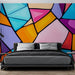 Colored glass style wallpaper mural | Geometric splicing art - Carving wallpaper