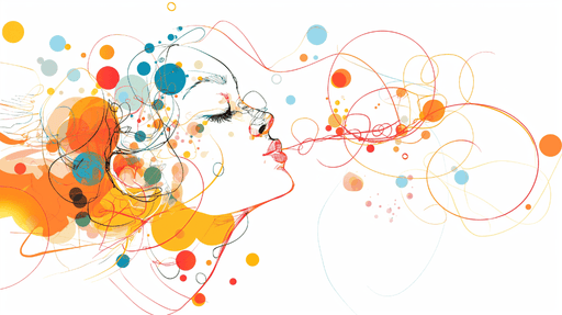 Colorful abstract wallpaper mural | Face and bubbles - Carving wallpaper