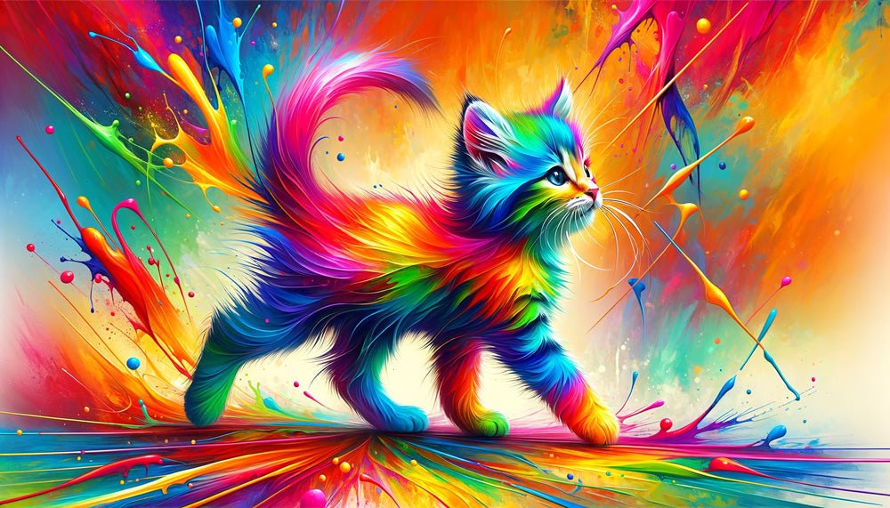 Colorful Cat Wallpaper Mural | Color Splash - Carving wallpaper