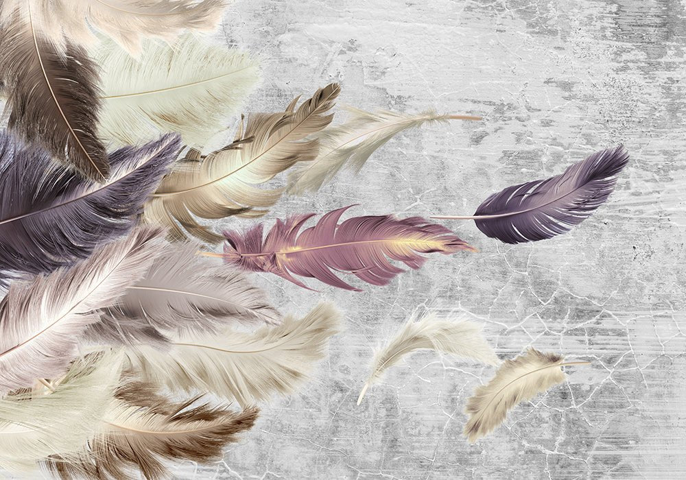 Colorful feather wallpaper mural | endowing space with dynamic beauty - Carving wallpaper