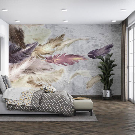 Colorful feather wallpaper mural | endowing space with dynamic beauty - Carving wallpaper