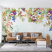 Colorful flower and bird mural wallpaper | Colorful flowers paired with lively birds - Carving wallpaper