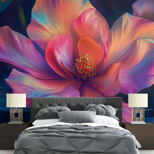 Colorful Flower Wallpaper Mural | Petals Present in Pink, Purple, Blue, Orange - Carving wallpaper