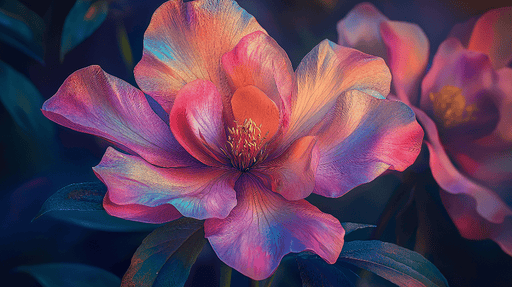 Colorful Flower Wallpaper Mural | Petals Present in Pink, Purple, Blue, Orange - Carving wallpaper