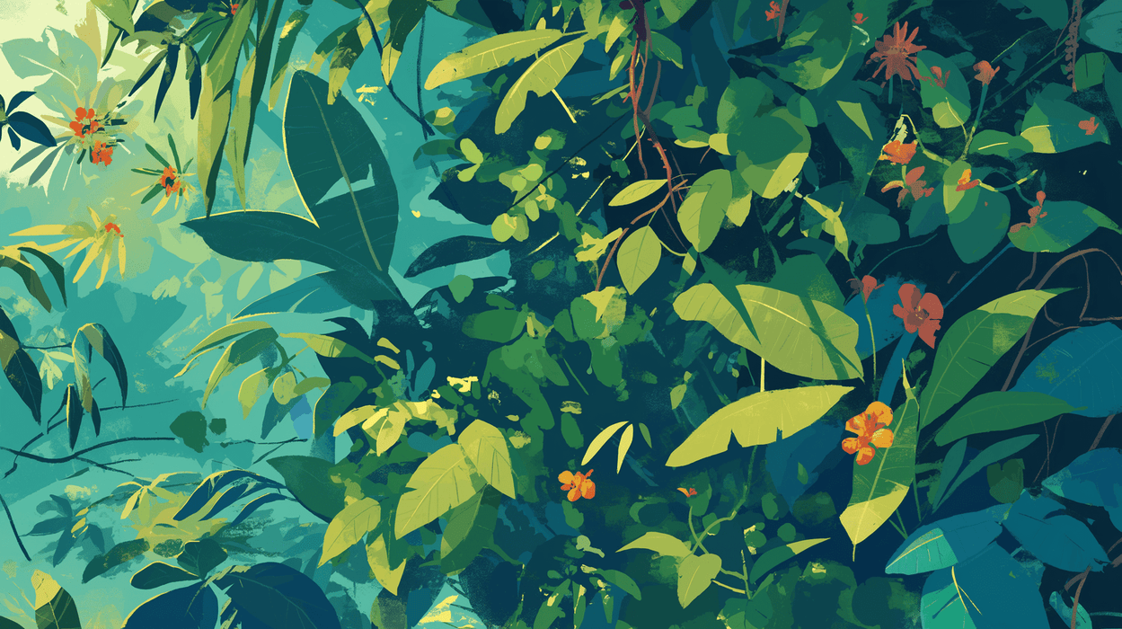 Colorful Jungle Wallpaper Mural | Tropical Plants - Carving wallpaper