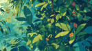 Colorful Jungle Wallpaper Mural | Tropical Plants - Carving wallpaper