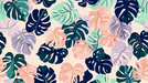 Colorful Leaf Wallpaper Mural | Deep Green, Light Green, Pink Purple - Carving wallpaper