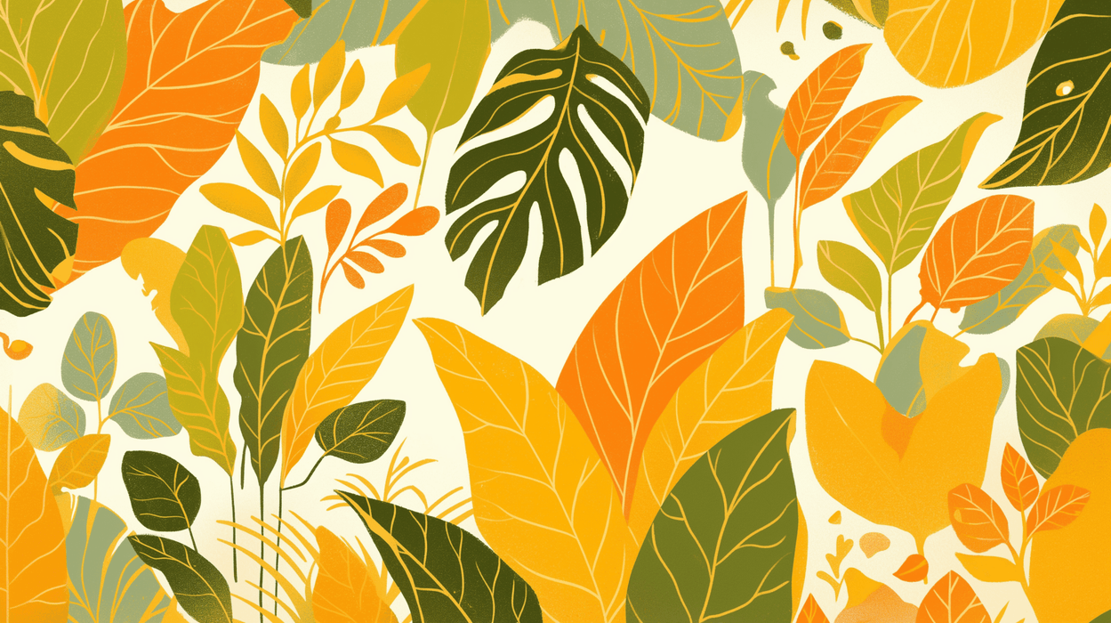 Colorful Leaf Wallpaper Mural | Tropical Plants - Carving wallpaper