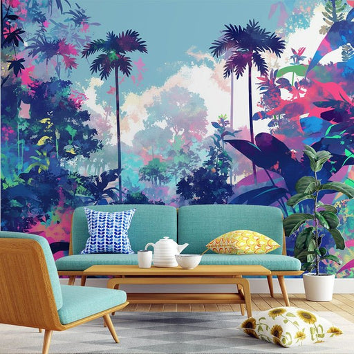 Colorful Plant Art Wallpaper Mural | Street Art - Carving wallpaper