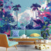 Colorful Plant Art Wallpaper Mural | Street Art - Carving wallpaper