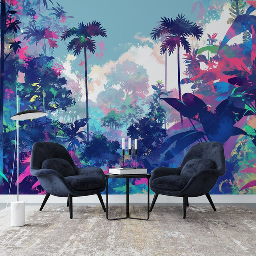 Colorful Plant Art Wallpaper Mural | Street Art - Carving wallpaper