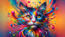 Colorful cat wallpaper mural featuring a vibrant, artistic depiction of a cat with splashes of color and dynamic energy.