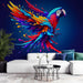 colorful parrot wallpaper mural featuring a vibrant parrot with splashes of color, perfect for living room or bedroom decor