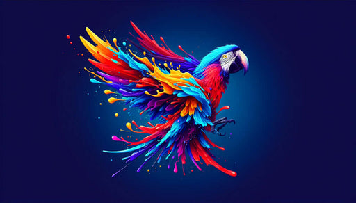 Colorful splashed ink parrot wallpaper mural | Living room bedroom art decoration wall