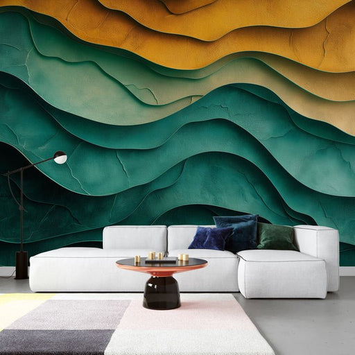 Colorful Wave Wallpaper Mural | Abstract Art - Carving wallpaper