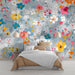 Colorful Wildflower Wallpaper Mural | Colorful Flower Patterns - Carving wallpaper