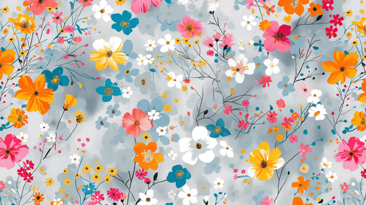 Colorful Wildflower Wallpaper Mural | Colorful Flower Patterns - Carving wallpaper